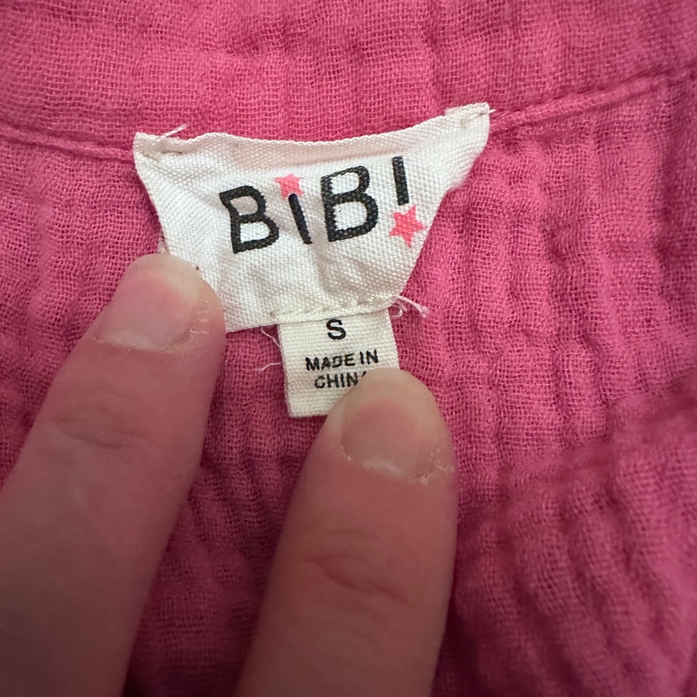 BiBi Pink Textured Button-Front Blouse - Picture 3 of 6